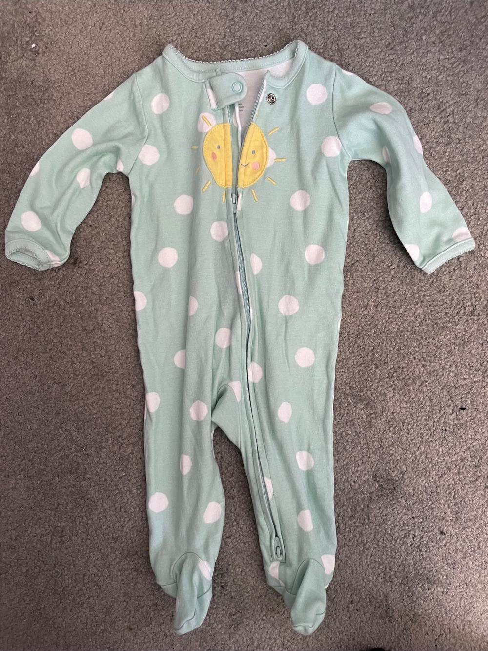 Carter's Mint Polka Dot Footed One-Piece with Sun